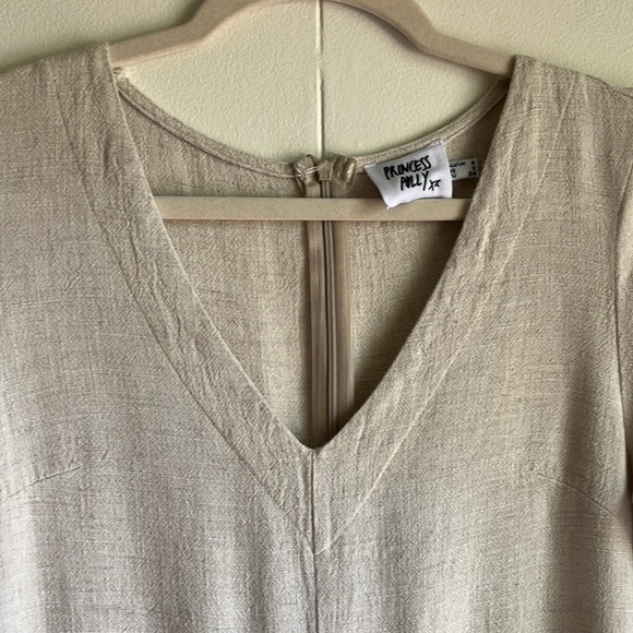 Princess Polly Tan Beige Boho Casual Linen Beach V-Neck Romper Jumpsuit Sz 2 - Picture 8 of 13
